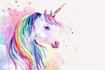 Unicorn Head Watercolor Painting