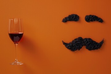 Wine glass with mustache and moustache