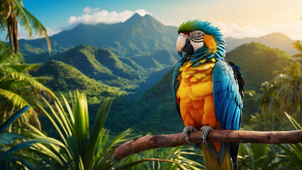 Awe-Inspiring Panorama: Parrot Kingdom in the Vibrant Amazon (3D Jungle Design)
