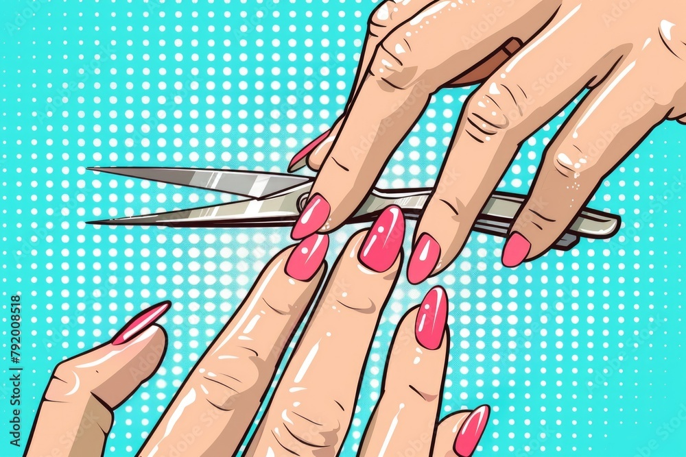 Poster hands holding scissors