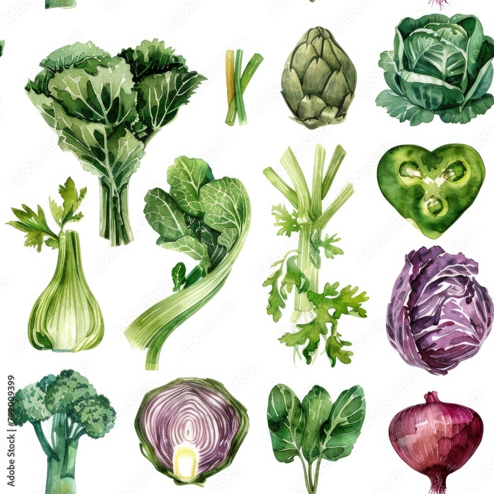 Poster assorted vegetables on white background