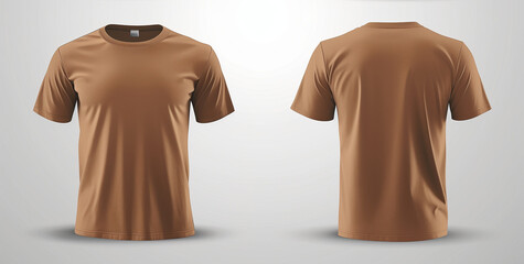 Brown t-shirt mockup front and back showing different angles of shirt can be used for multipurpose