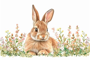 Rabbit in Flower Field