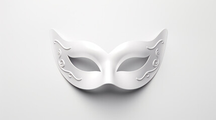 Stylish 3D White Carnival Mask with Cat-Inspired Elements: Minimalist Festive Concept