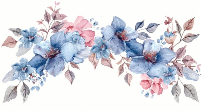 Blue and Pink Flowers Painting