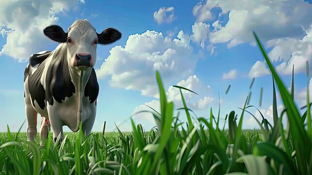cow grazes in a meadow in summer, dairy cow in a field, Eid ul adha, Eid al adha,