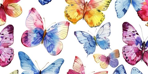 Colorful Butterflies on White Background