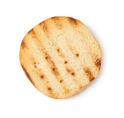 Half of grilled burger bun isolated on white, top view