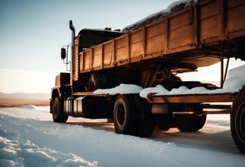 'truck big snowy ai driving concept plain semi-trailer logistic delivery delivering lorry trucking...