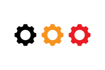 Gear vector icon. Black gear wheel icon on white background