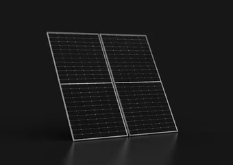 Foto op Plexiglas 3d Photovoltaic Solar Panel Isolated On Black Background 3d Illustration © Hammad
