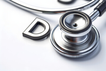 Close Up Shot of Stethoscope with QD Medical Abbreviation Sign, Conceptual Image for Daily Dosage Prescription