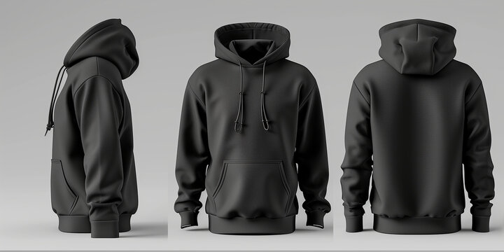 Black hoodie mockup front and back showing different angles of hoodie can be used for multipurpose