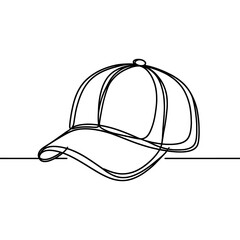 Continuous line, Baseball cap. Drawing of set Fashion. Vector illustration one line drawing.