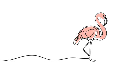 Flamingo in one line. Stylish decorative element. Vector illustration. © Vasyl Yurlov