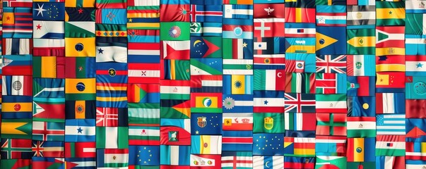 international flags representing countries from around the globe.