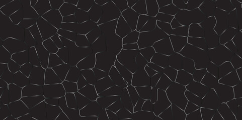 Abstract black crystalized broken glass background .black stained glass window art vector background . broken stained glass gray lines geometric pattern .