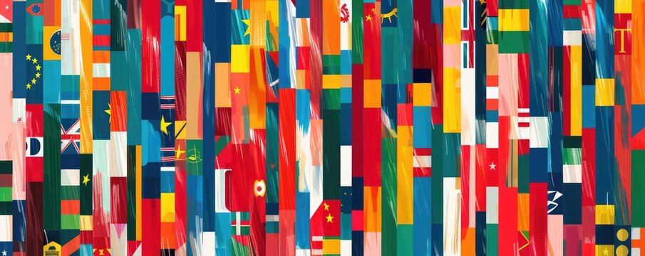 international flags representing countries from around the globe.