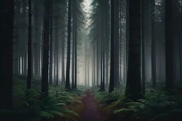 Naklejka premium fog in the forest