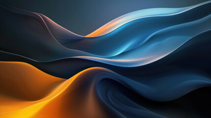abstract dark blue orange background with waves as wallpaper illustration