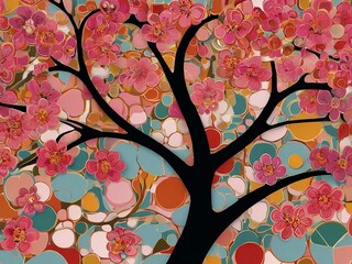 A unique and creative interpretation of a cherry tree