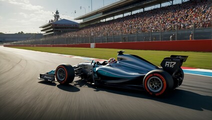 Formula 1 race car speeding on a racetrack, showcasing its agility and power. sports. Generative ai - obrazy, fototapety, plakaty