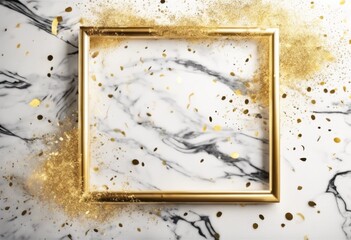 'confetti marble stroke Frame brush stone Ai. Elegant Gold texture splatter border sparkle Foil ai pearl glistering background illustration decoration pattern isolated design bor'