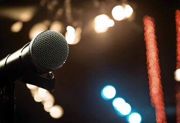 'karaoke up light Close Microphone singer silhouette soffit poduim stage mic speaker audience...