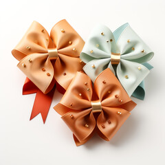 orange and blue star gift bows ribbons isolated on a white background
