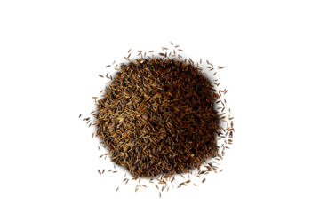 heap of organic indian aromatic spice black cumin seeds,in india knon as kali jeera,kala jeera,kalonji,kalu duru,jeera,kali jiri,shahi jira,cutout in transparent background,png format  