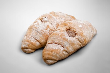 Croissant bread  tasty dish on the desk