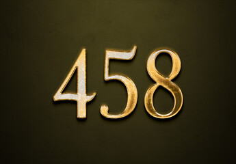 Old gold effect of 458 number with 3D glossy style Mockup.	