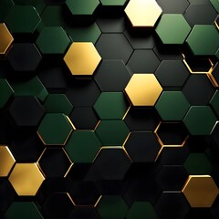 Abstract Green Hexagonal Cyber Geometric Background