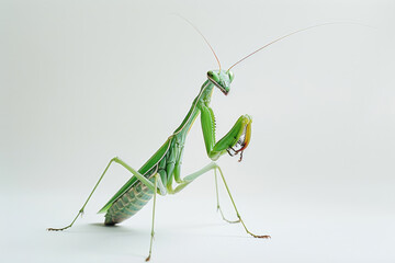 A praying mantis striking at its prey - obrazy, fototapety, plakaty