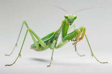 A praying mantis striking at its prey - obrazy, fototapety, plakaty