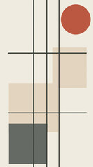 Geometric shapes in neutral colors with grid - 792026703