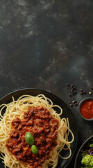 Spaghetti bolognese with copy space - 792027589