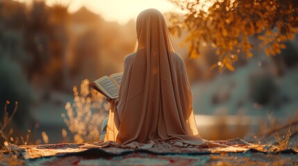Muslim women reading the Quran in the mosque