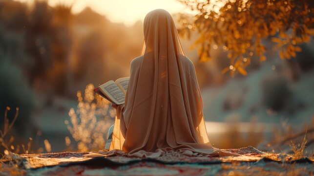 Muslim women reading the Quran in the mosque
