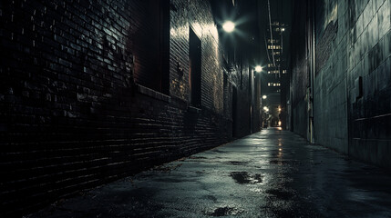 alley with a gritty black bricks