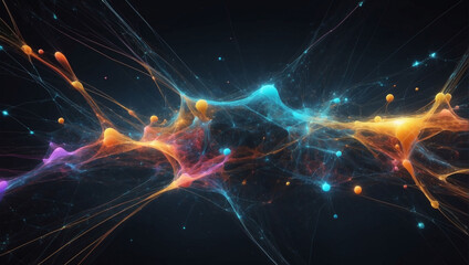 Dynamic abstract digital visualization perfect for exploring the intersections of technological innovation, neural networks, and AI systems.