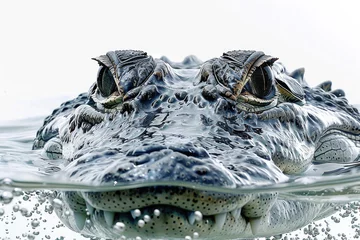 Deurstickers A crocodile stalking its prey in water © Veniamin Kraskov