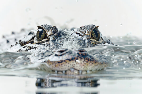 A crocodile stalking its prey in water
