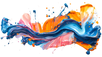 Colorful paint splashes isolated on a transparent background, PNG, Ai