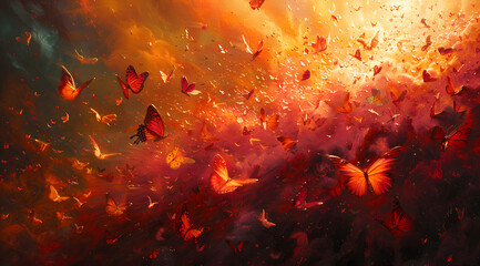 Butterfly Gradient: Oil Painting Depicting Emotional Transformation Through Color