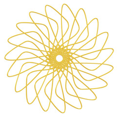 Gold flower shape Spirograph icon. 3d rendering.	