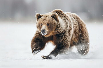 A bear captured mid-pounce