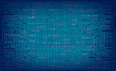 Technology background with binary code. Computer programming. Vector template.