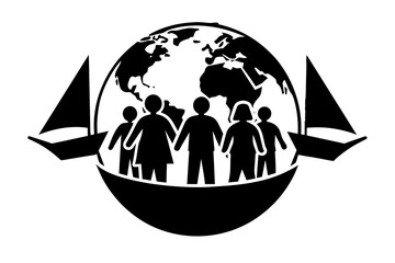 World Refugee Day Vector Illustration Silhouetted on white background