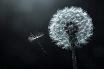 Dandelion seedhead up close, with seeds ready to disperse into the wind, symbolizing freedom and new beginnings